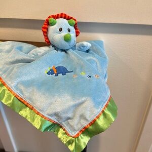 Mary Meyer Baby Dinosaur Blue Security Blanket Lovey 16" Soft Plush Velour Satin